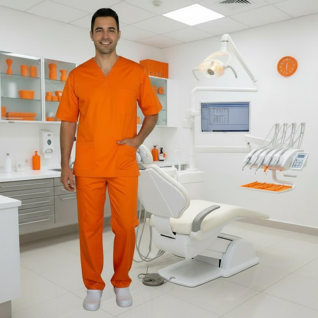 Divisa da lavoro,completa,unisex,scollo V "arancio" cod: 8316