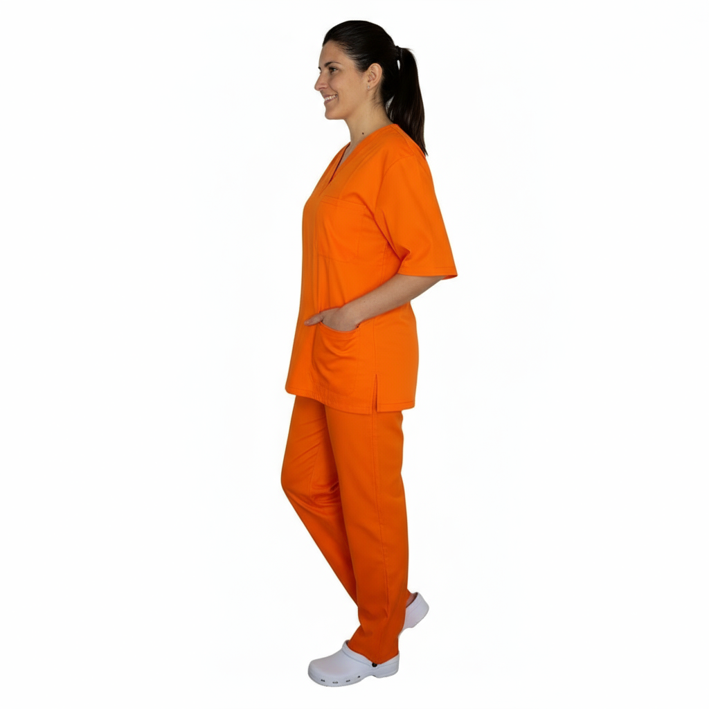 Divisa da lavoro,completa,unisex,scollo V "arancio" cod: 8316