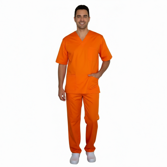 Divisa da Lavoro Completa Unisex Scollo V Arancio Mezza Manica – COD: 8316