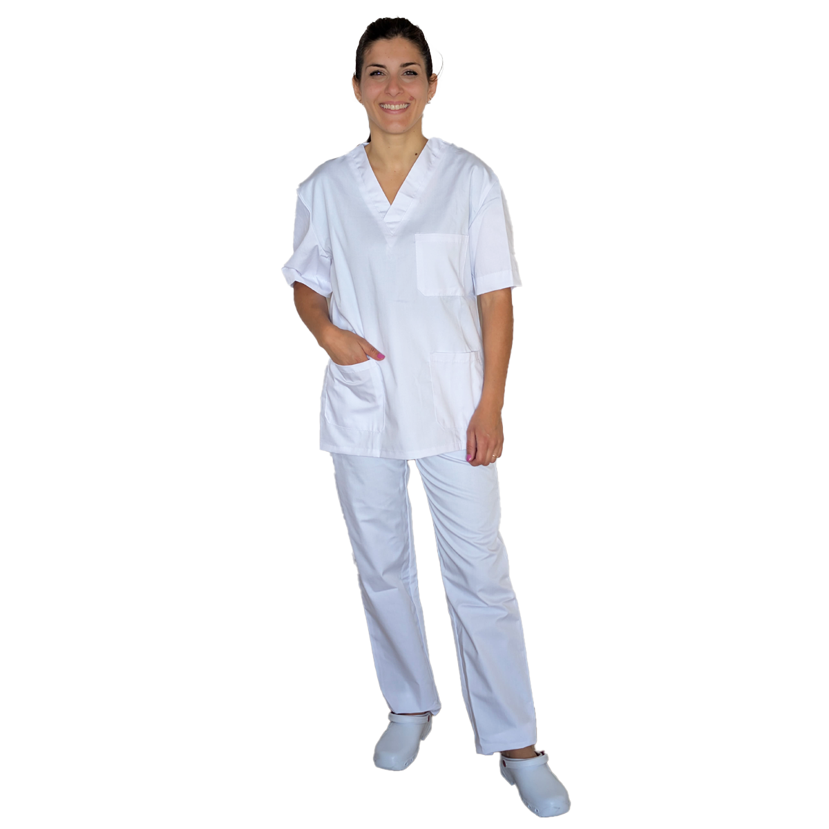 Divisa da lavoro,completa,unisex,collo V "bianco" cod: 8378