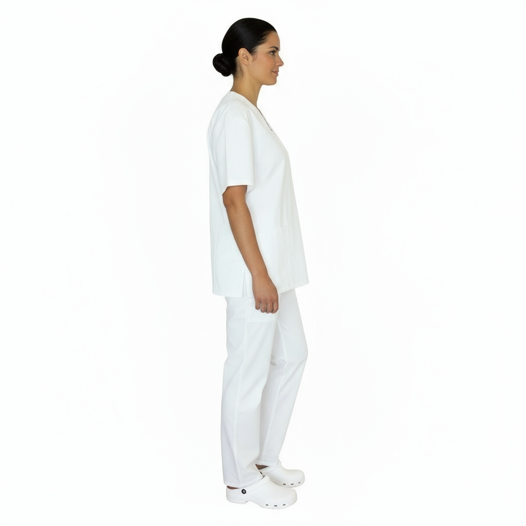 Divisa da lavoro,completa,unisex,collo V "bianco" cod: 8378
