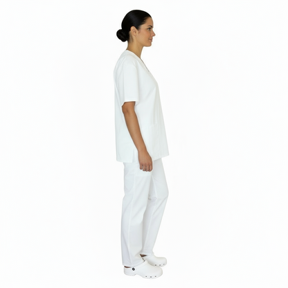 Divisa da lavoro,completa,unisex,collo V "bianco" cod: 8378