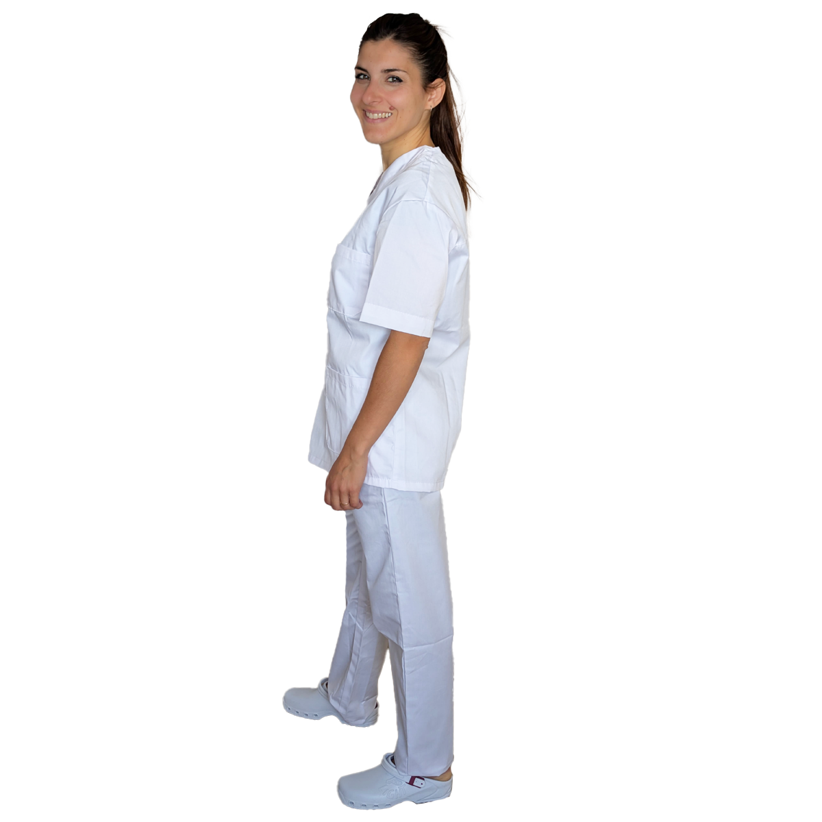 Divisa da lavoro,completa,unisex,collo V "bianco" cod: 8378