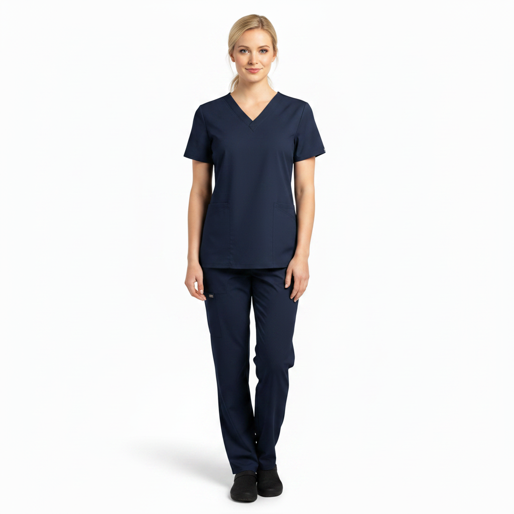 Divisa da Lavoro Completa Unisex Scollo V Blu Scuro Mezza Manica – COD: 8354
