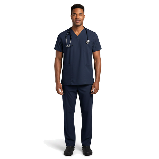 Divisa da Lavoro Completa Unisex Scollo V Blu Scuro Mezza Manica – COD: 8354
