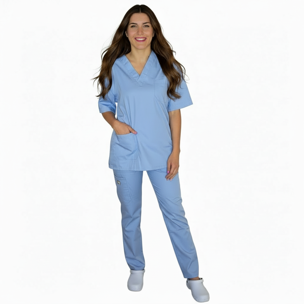 Divisa da lavoro, unisex scollo V "celeste" cod: 060520