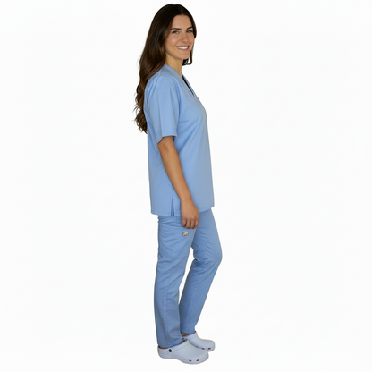 Divisa da lavoro, unisex scollo V "celeste" cod: 060520