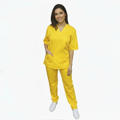 Divisa da lavoro,completa,unisex,collo V  "giallo" cod: 1512