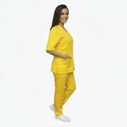 Divisa da lavoro,completa,unisex,collo V  "giallo" cod: 1512