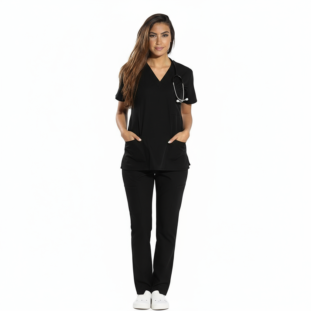 Divisa unisex da lavoro,scollo V "NERO" cod: 8293