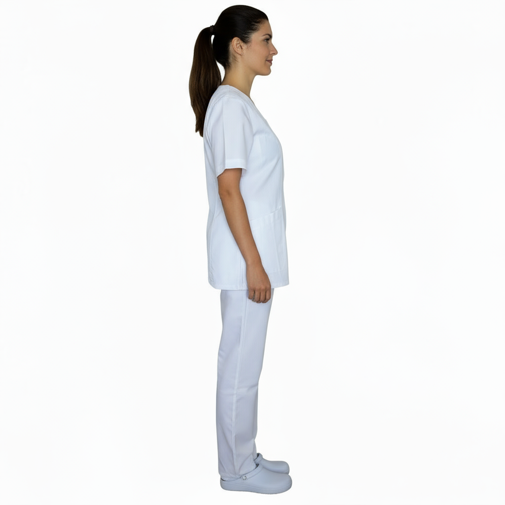 Divisa da lavoro,infermiera,oss, donna con zip bianco cod: 8279