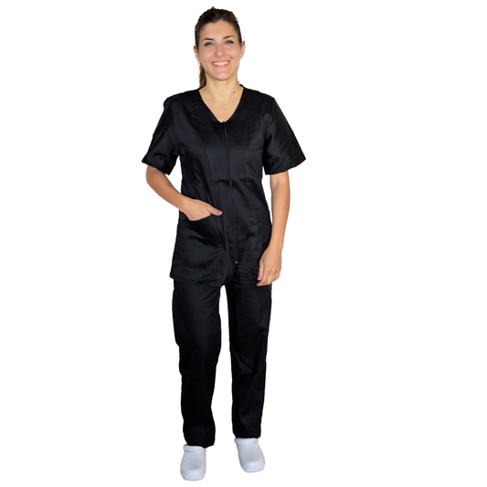 Divisa da lavoro donna,con zip "NERO" cod: 0305