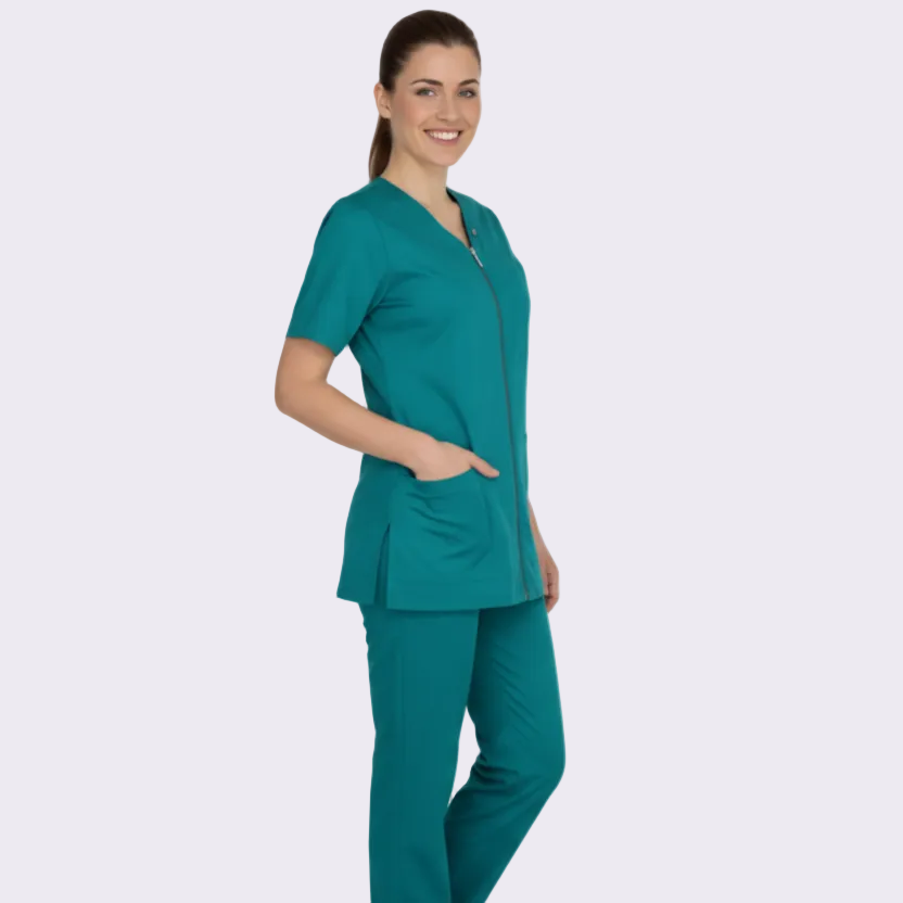 Divisa da Lavoro Donna Zip Verde Mezza Manica – COD: 8323