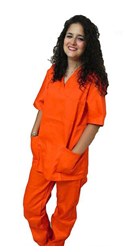 Divisa da lavoro,completa,unisex,scollo V "arancio" cod: 8316