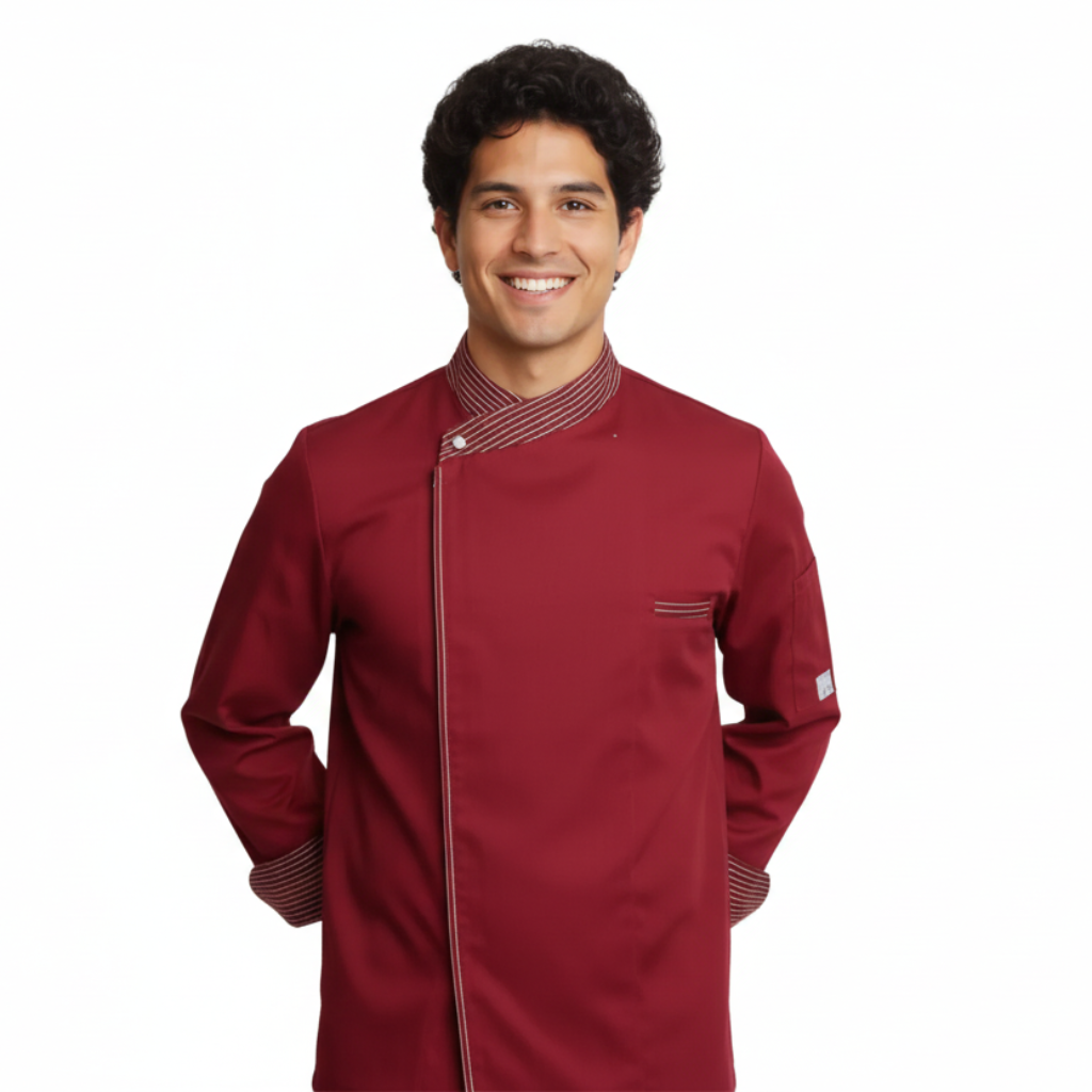 Giacca da Chef Cook Bordeaux, Bottoni Automatici, Polycotton Made in Italy – COD: 7753