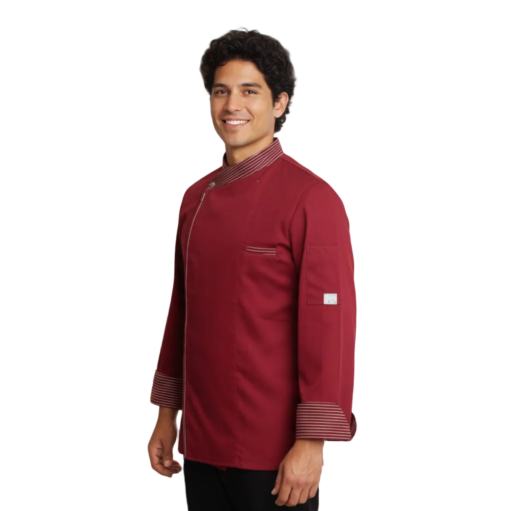 Giacca da Chef Cook Bordeaux, Bottoni Automatici, Polycotton Made in Italy – COD: 7753