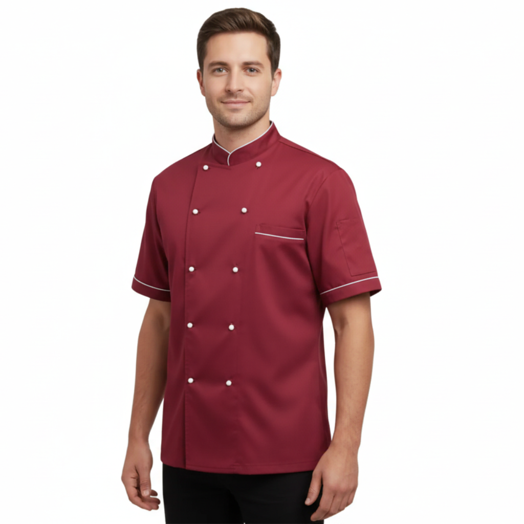 Giacca da Cuoco Light Bordeaux, Bottoni, 100% Cotone Made in Italy – COD: 0924