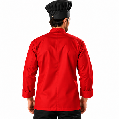 Giacca da Cuoco Master Rosso, Bottoni, 100% Cotone Made in Italy – COD: 784
