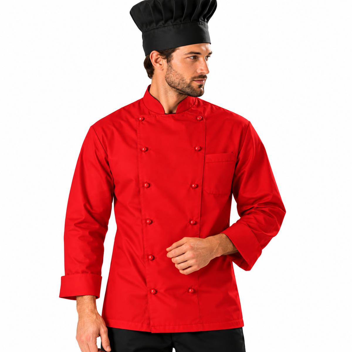 Giacca da Cuoco Master Rosso, Bottoni, 100% Cotone Made in Italy – COD: 784