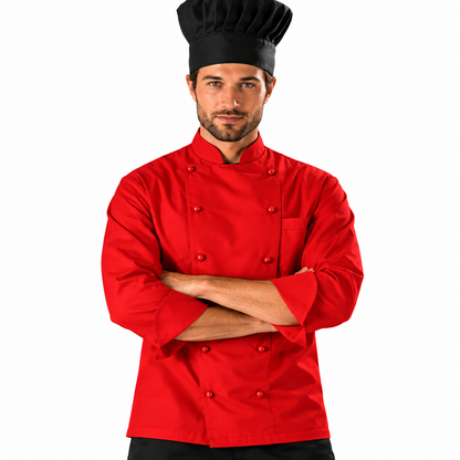 Giacca da Cuoco Master Rosso, Bottoni, 100% Cotone Made in Italy – COD: 784