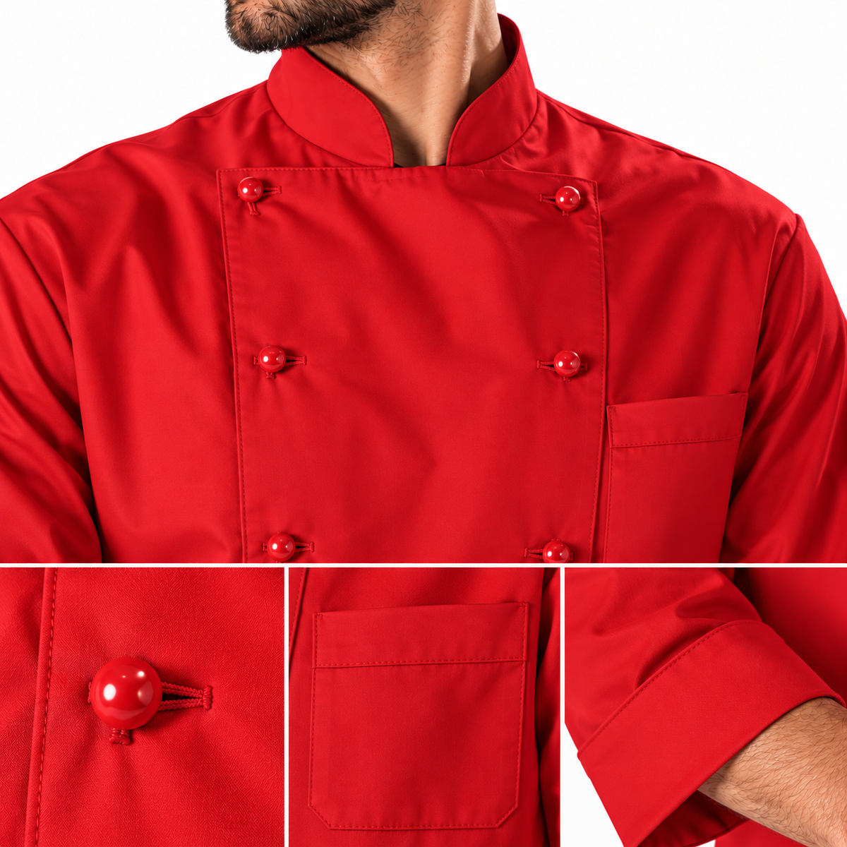 Giacca da Cuoco Master Rosso, Bottoni, 100% Cotone Made in Italy – COD: 784