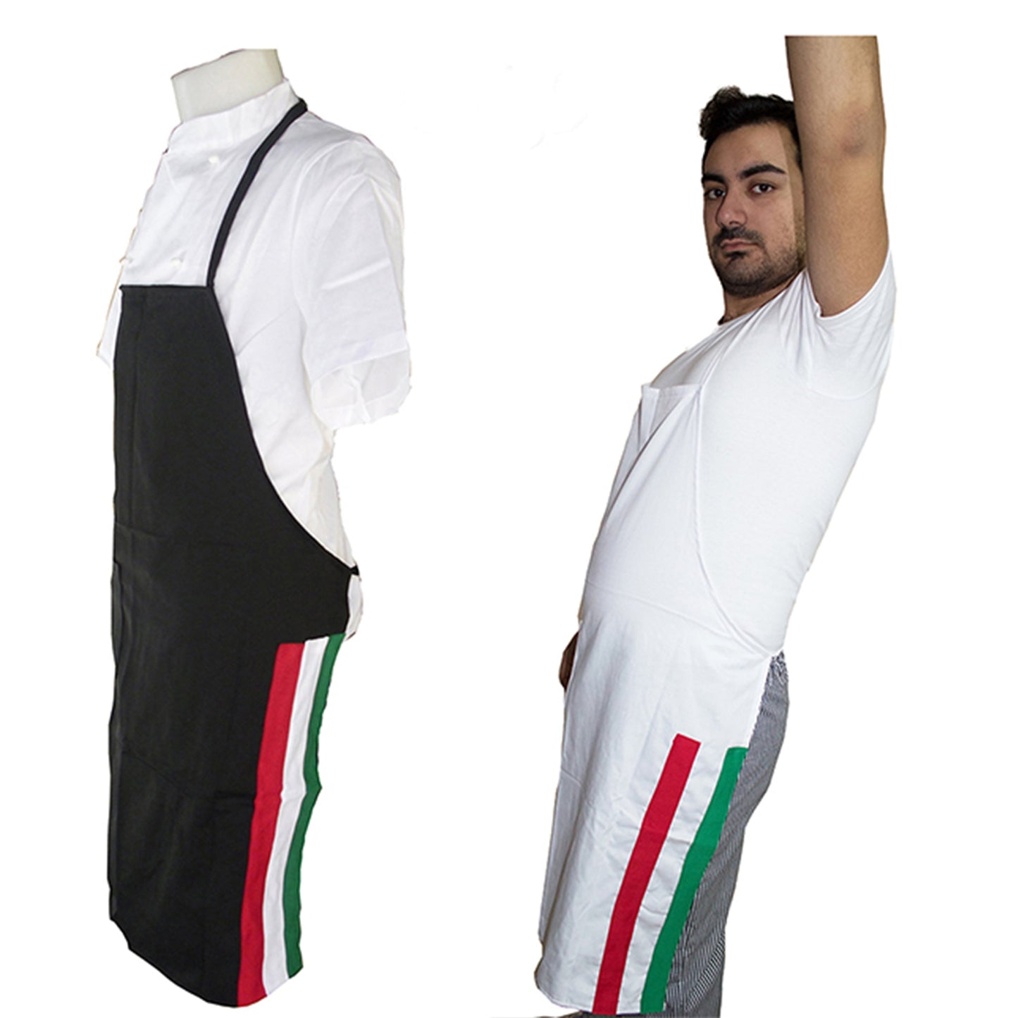 Grembiuli Camici Da Lavoro Ristorante Cucina Chef BIANCHI O NERI Inserti Tricolore cod: 2262