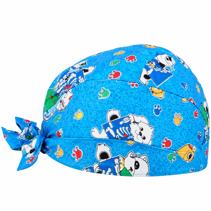Bandana da lavoro fantasia fumetto blu 100% cotone, cod. 1604