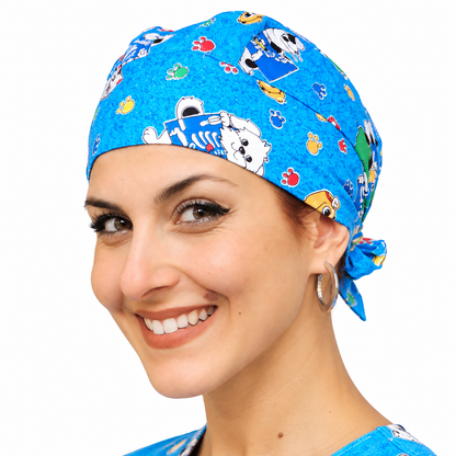Bandana da lavoro fantasia fumetto blu 100% cotone, cod. 1604