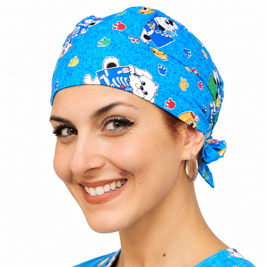 Bandana da lavoro fantasia fumetto blu 100% cotone, cod. 1604