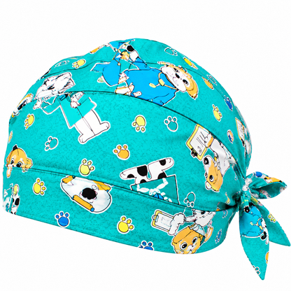 Bandana da lavoro fantasia fumetto verde 100% cotone, cod. 3766
