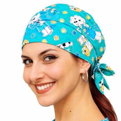 Bandana da lavoro fantasia fumetto verde 100% cotone, cod. 3766