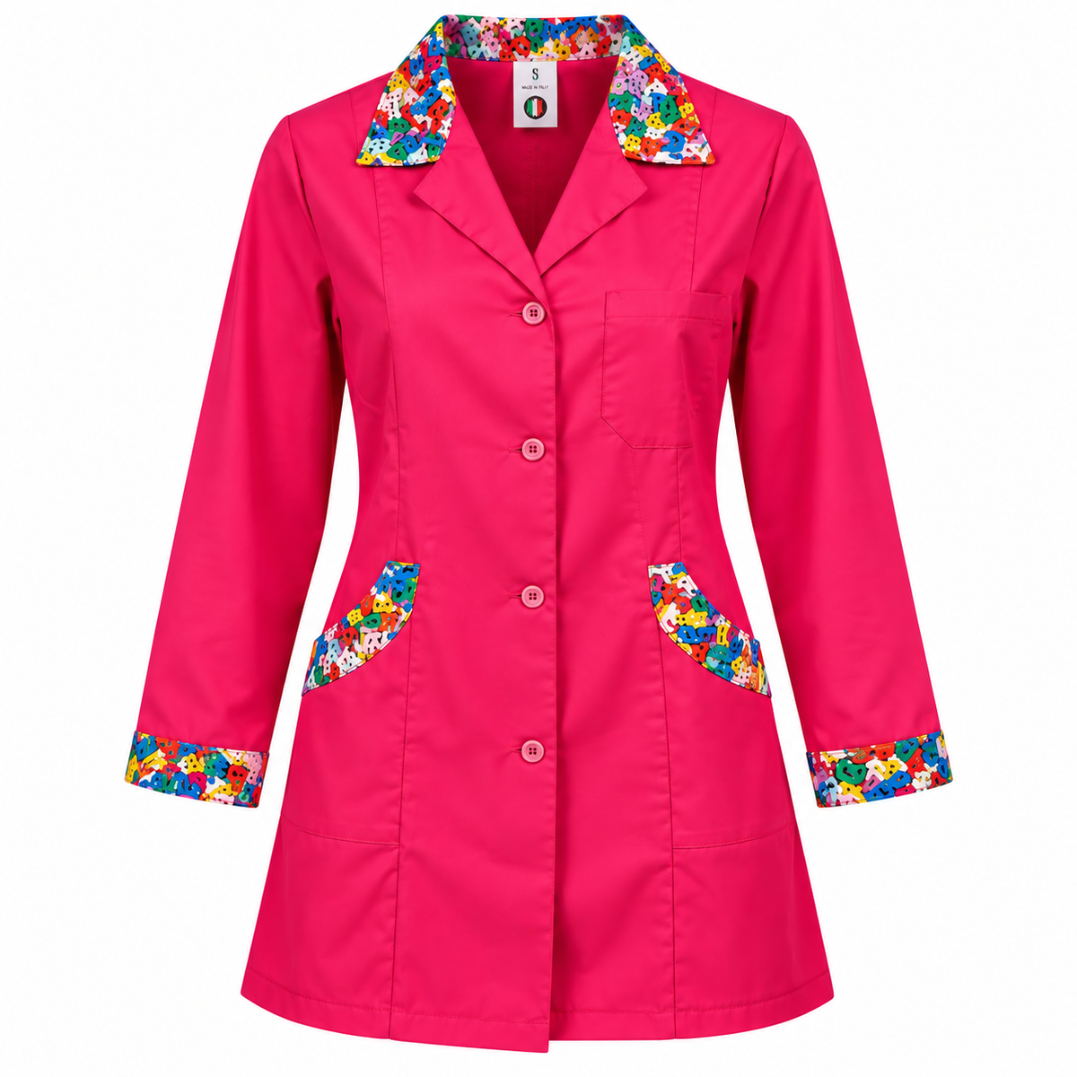 Camice donna slim fit fucsia con lettere, Made in Italy | Cod. 131