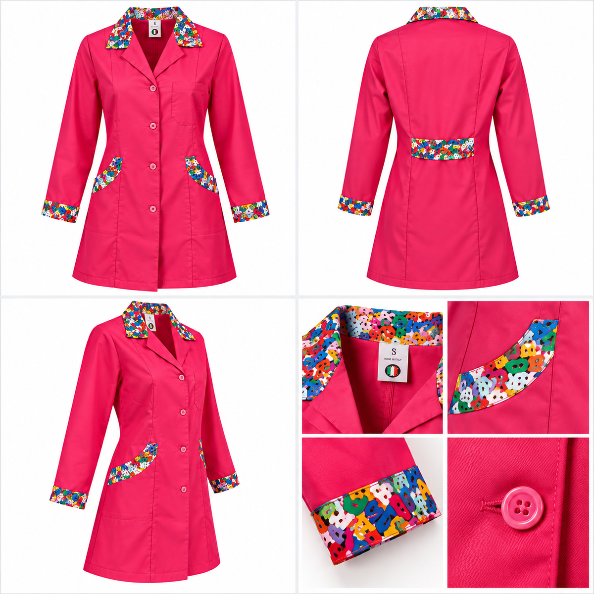 Camice donna slim fit fucsia con lettere, Made in Italy | Cod. 131