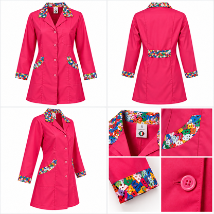 Camice donna slim fit fucsia con lettere, Made in Italy | Cod. 131