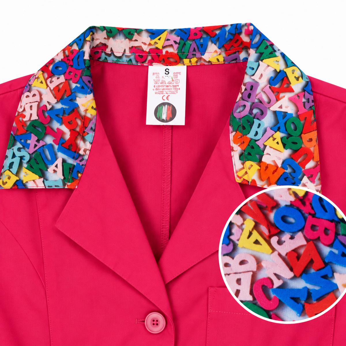 Camice donna slim fit fucsia con lettere, Made in Italy | Cod. 131