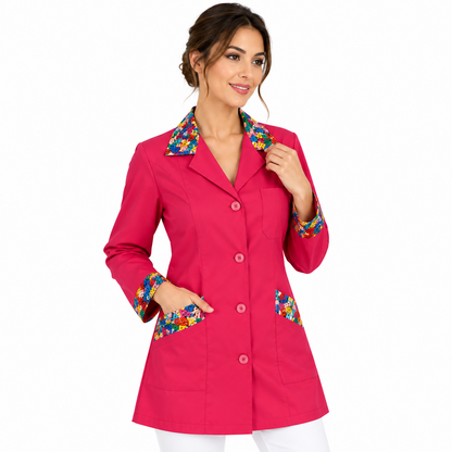 Camice donna slim fit fucsia con lettere, Made in Italy | Cod. 131
