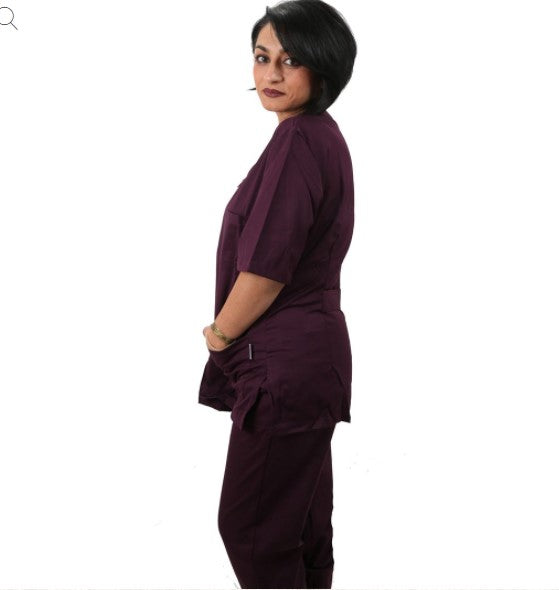 Divisa da lavoro donna,con zip "prugna" cod:8286