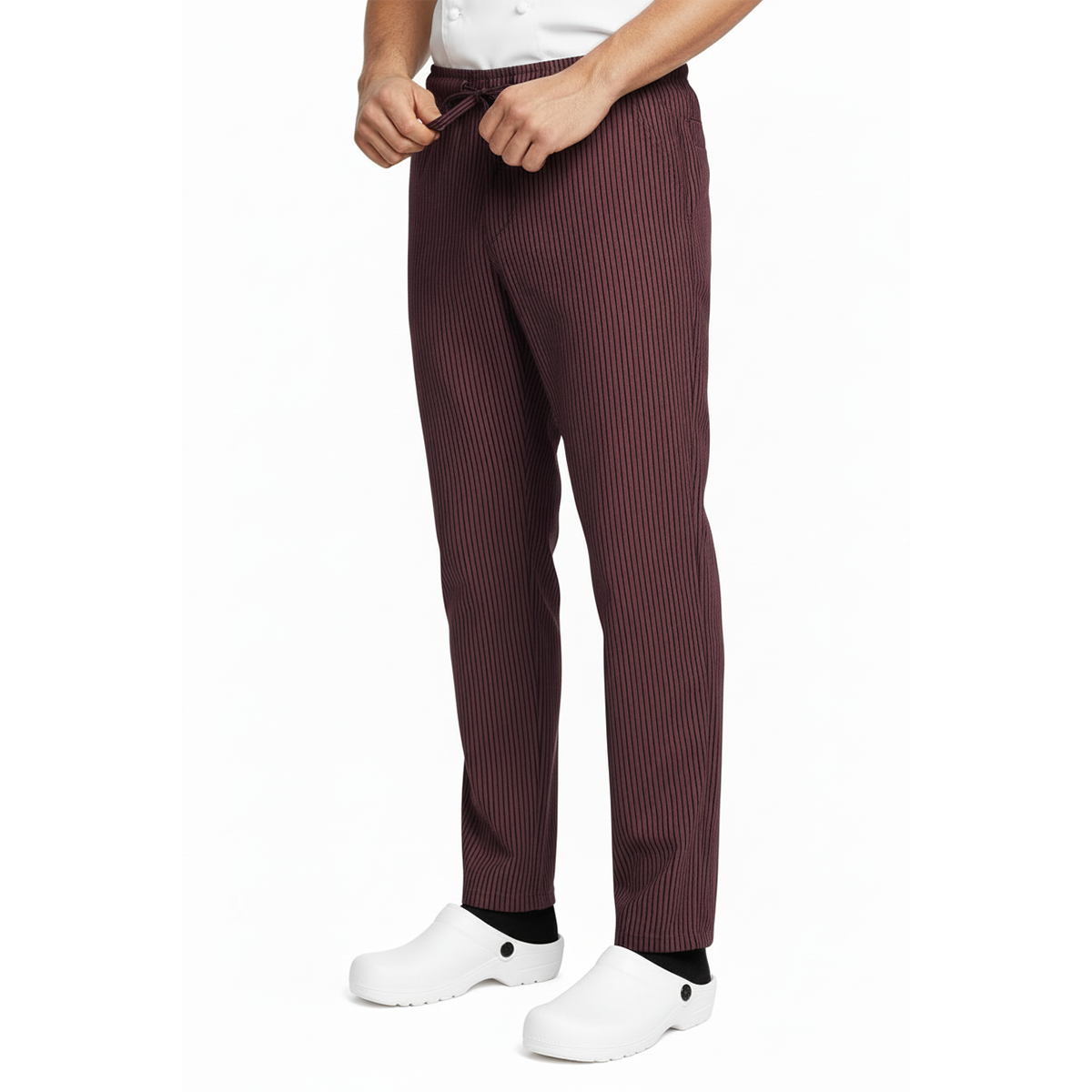 Pantaloni da Cucina Rigati Bordeaux Regular-Fit UNISEX, Polycotton Made in Italy – COD: 7906