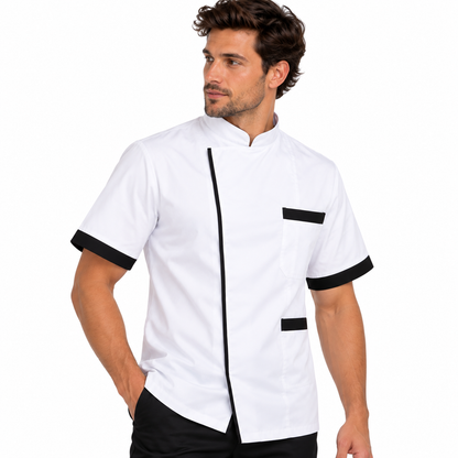 Giacca da chef bianco-nero a manica corta Made in Italy | COD. 78521