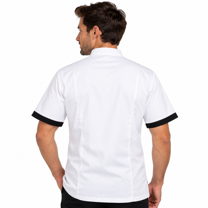 Giacca da chef bianco-nero a manica corta Made in Italy | COD. 78521