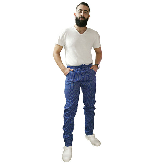 Pantalone da cuoco slim "rigato Blu royal " cod: 2315