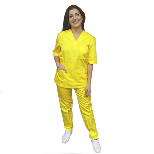 Divisa da lavoro,completa,unisex,collo V  "giallo" cod: 1512