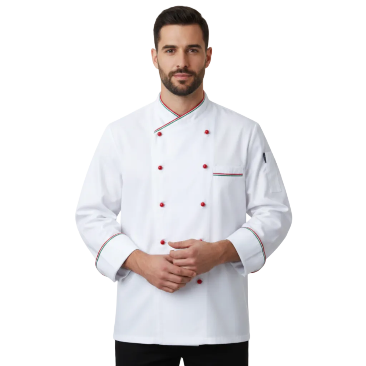 Giacca da Cuoco-Chef con Inserto Tricolore, Bottoni, Made in Italy – COD: 2203
