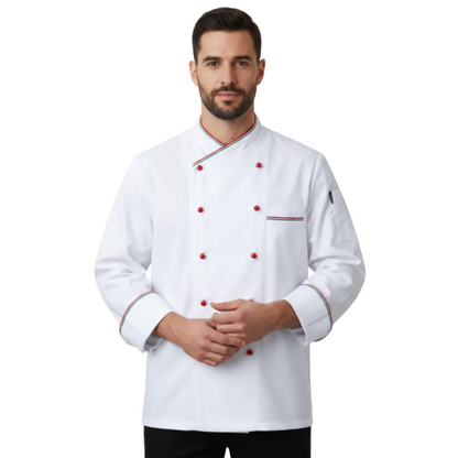 Giacca da Cuoco-Chef con Inserto Tricolore, Bottoni, Made in Italy – COD: 2203