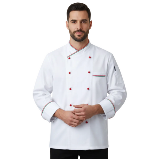Giacca da Cuoco-Chef con Inserto Tricolore, Bottoni, Made in Italy – COD: 2203