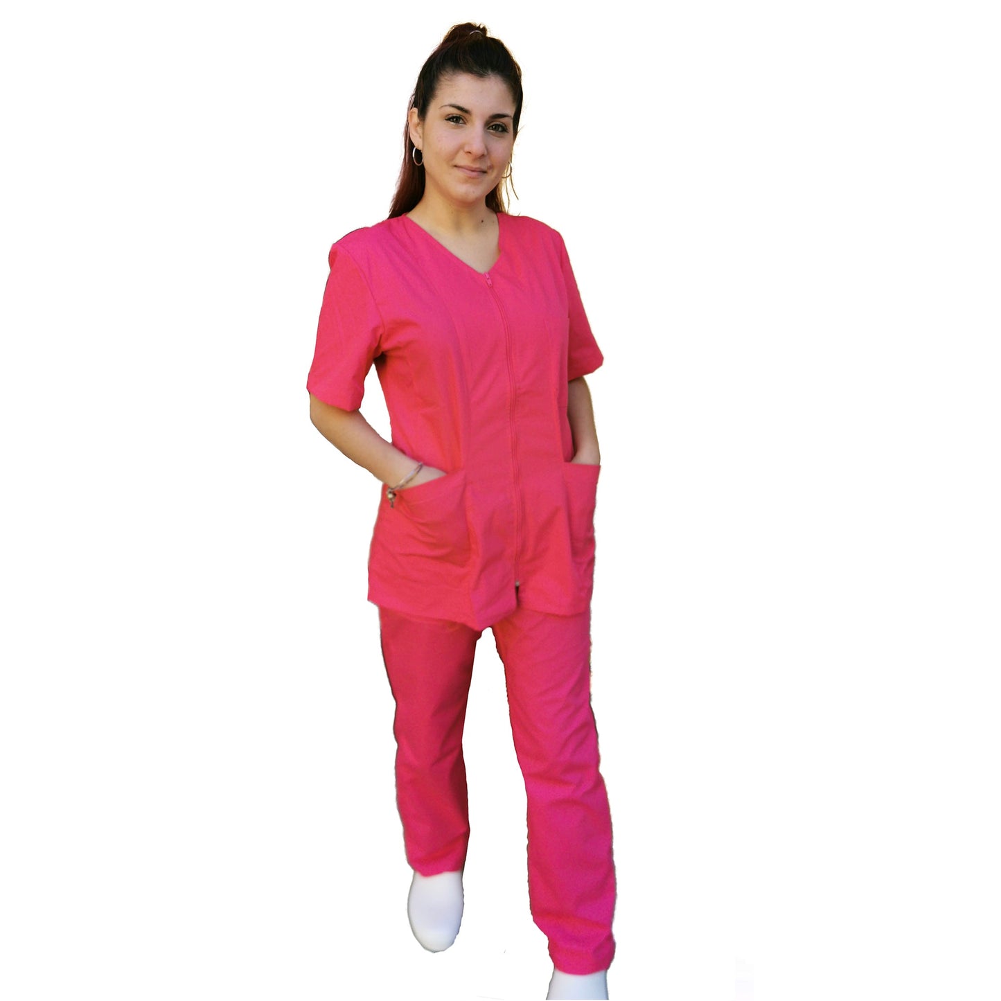 Divisa da lavoro,completa,da donna con zip "Fuchsia" cod: 1507
