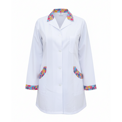 Camice da Lavoro Donna Slim Fit Bianco con Inserto Smile, Bottoni, Made in Italy – COD: 1313