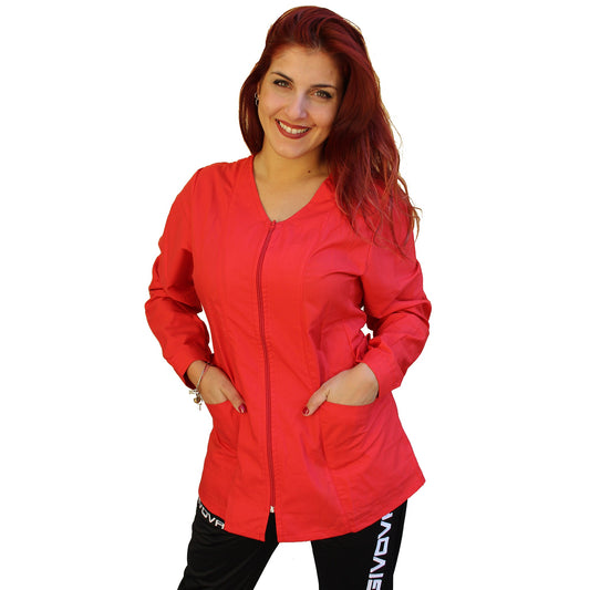 Camice da lavoro,casacca zip "rosso" ML Cod:1606