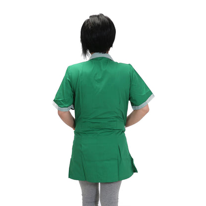 Camice da lavoro donna, casacca verde con profilo MM cod: 7708