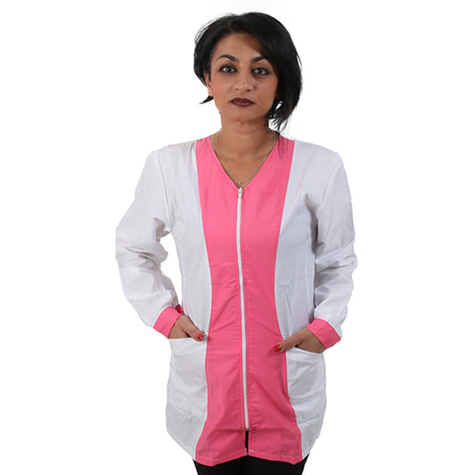 Camice da lavoro donna,casacca zip bianco bicolore ML COD: 1406
